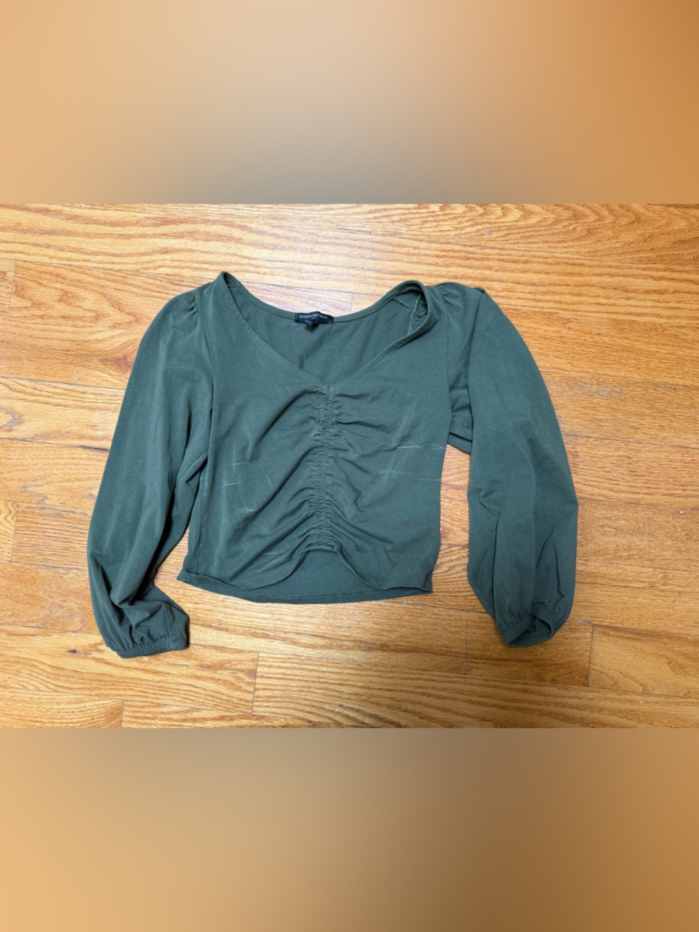 Banana Republic Olive Green Ruched Crop Top